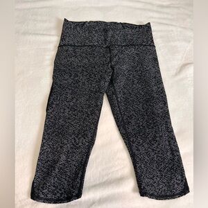 Lululemon Pace Rival Crop Cropped Leggings Paint Splatter White Black Mesh Sz 10